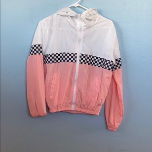 Pink and white windbreaker